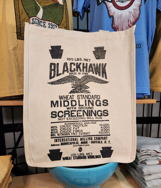 Vintage Farm Seed Bag Design; "Blackhawk Seed Company" Farmer's Market Tote, Natural