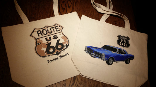 Route 66-Pontiac, Illinois Pontiac GTO Canvas Tote